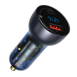 Baseus USB / USB Type C automobilinis įkroviklis 65 W 5 A SCP Quick Charge 4.0+ Power Delivery 3.0 LCD ekranas + USB Typ...
