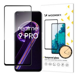 Wozinsky Super patvarūs klijai viso ekrano grūdintas stiklas su rėmeliu, tinkamas dėklui Realme 9 Pro Black