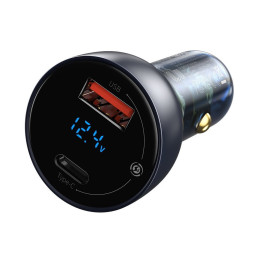 Baseus USB / USB Type C automobilinis įkroviklis 65 W 5 A SCP Quick Charge 4.0+ Power Delivery 3.0 LCD ekranas + USB Typ...