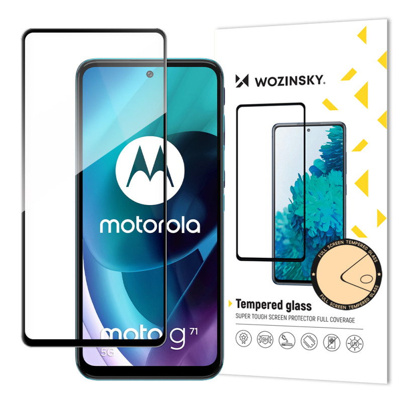 „Wozinsky“ itin patvarūs klijai viso ekrano grūdintas stiklas su rėmeliu, draugišku dėklu „Motorola Moto G71 5G Black“