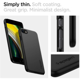 Spigen Thin Fit dėklas, skirtas iPhone 7 / 8 / SE 2020 / 2022 - juodas