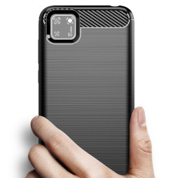 Carbon Case lankstus Huawei Y5p dangtelis juodas