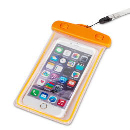 Vandeniui atsparus PVC telefono dėklas su dirželiu - oranžinė