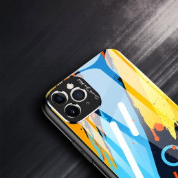 Spalvotas stiklas Dėklo dangtelis grūdintas stiklas su fotoaparato dangteliu, skirtas iPhone 11 Pro Max 2 modeliui