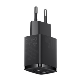 „Baseus“ kompaktiškas sieninis įkroviklis 2x USB 10,5 W juodas (CCXJ010201)