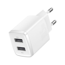 „Baseus“ kompaktiškas sieninis įkroviklis 2x USB 10,5 W baltas (CCXJ010202)