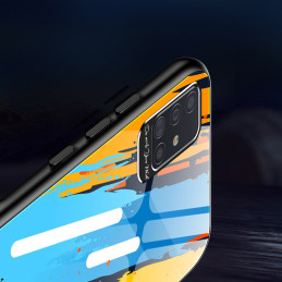 Spalvoto stiklo dėklas, dangtelis, grūdinto stiklo perdanga su fotoaparato dangteliu, skirta Samsung Galaxy A71 pattern ...