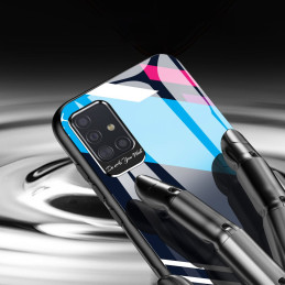 Spalvoto stiklo dėklas, dangtelis, grūdinto stiklo perdanga su fotoaparato dangteliu, skirta Samsung Galaxy A71 pattern ...
