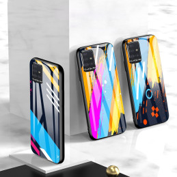 Spalvoto stiklo dėklas, dangtelis, grūdinto stiklo perdanga su fotoaparato dangteliu, skirta Samsung Galaxy A71 pattern ...