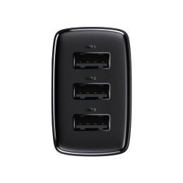 „Baseus“ kompaktiškas sieninis įkroviklis 3x USB 17W juodas (CCXJ020101)