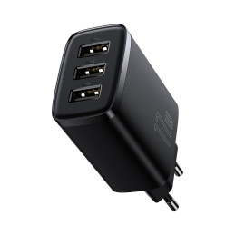 „Baseus“ kompaktiškas sieninis įkroviklis 3x USB 17W juodas (CCXJ020101)
