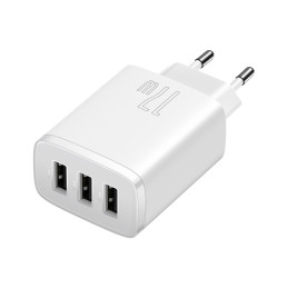 „Baseus“ kompaktiškas sieninis įkroviklis 3x USB 17W baltas (CCXJ020102)