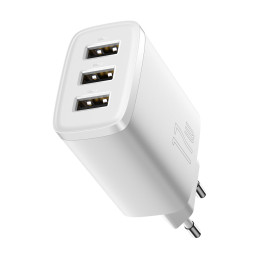 „Baseus“ kompaktiškas sieninis įkroviklis 3x USB 17W baltas (CCXJ020102)