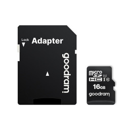 Goodram Microcard 16 GB micro SD HC UHS-I 10 klasės atminties kortelė, SD adapteris (M1AA-0160R12)