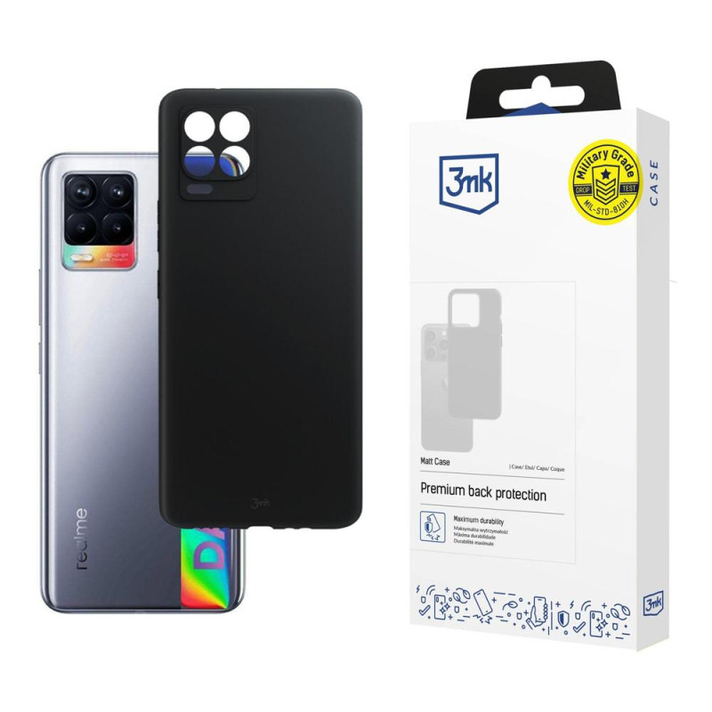 3mk matinis dėklas, skirtas Realme 8 4G – juodas