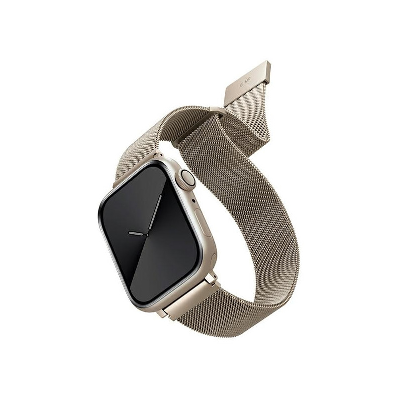 Uniq Dante nerūdijančio plieno dirželis, skirtas Apple Watch 1/ 2/ 3/ 4/ 5/ 6/ 7/ 8/ SE/ SE2 38/ 40/ 41mm – smėlio spalv...