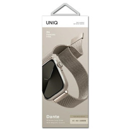 Uniq Dante nerūdijančio plieno dirželis, skirtas Apple Watch 1/ 2/ 3/ 4/ 5/ 6/ 7/ 8/ SE/ SE2 38/ 40/ 41mm – smėlio spalv...