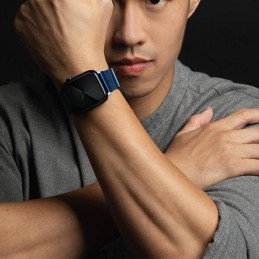 Uniq Dante nerūdijančio plieno dirželis, skirtas Apple Watch 1/ 2/ 3/ 4/ 5/ 6/ 7/ 8/ SE/ SE2 42/ 44/ 45mm – mėlynas