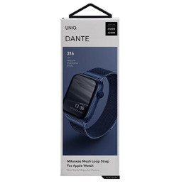 Uniq Dante nerūdijančio plieno dirželis, skirtas Apple Watch 1/ 2/ 3/ 4/ 5/ 6/ 7/ 8/ SE/ SE2 42/ 44/ 45mm – mėlynas