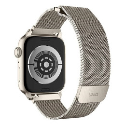 Uniq Dante nerūdijančio plieno dirželis, skirtas Apple Watch 1/ 2/ 3/ 4/ 5/ 6/ 7/ 8/ SE/ SE2 42/ 44/ 45mm – smėlio spalv...
