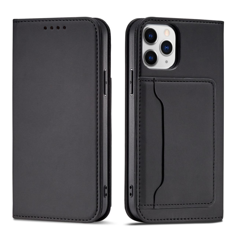 Magnetinis kortelės dėklas iPhone 12, dangtelis, kortelių piniginė, kortelių stovas, juodas