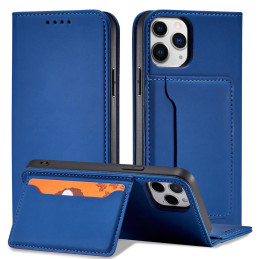 Magnet Card Case dėklas skirtas iPhone 12 Pro, dangtelis, kortelių piniginė, kortelių stovas, mėlynas