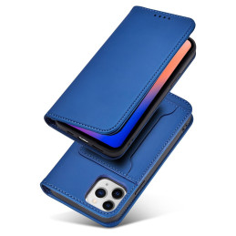 Magnet Card Case dėklas skirtas iPhone 12 Pro, dangtelis, kortelių piniginė, kortelių stovas, mėlynas