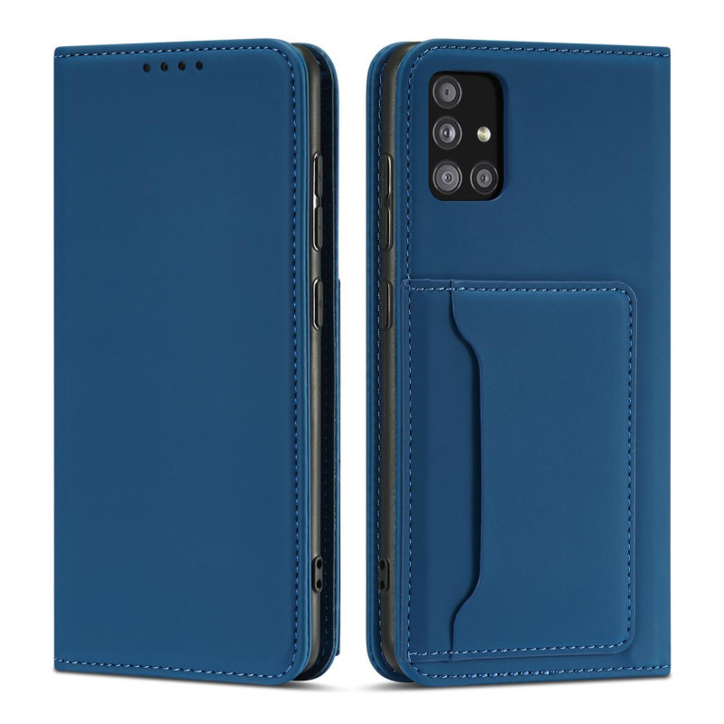 Magnetinės kortelės dėklas, skirtas Samsung Galaxy A13 5G padengti kortelės piniginės kortelių stovas mėlynas