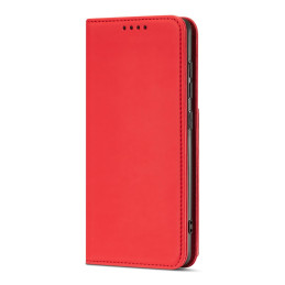 Magnetinis kortelių dėklas Samsung Galaxy A13 5G, dangtelis, kortelių piniginė, kortelių stovas, raudonas