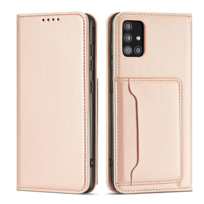 Magnetinis kortelių dėklas, skirtas Samsung Galaxy A53 5G padengti kortelės piniginės kortelių stovas rožinis