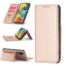 Magnetinis kortelių dėklas, skirtas Samsung Galaxy A53 5G padengti kortelės piniginės kortelių stovas rožinis