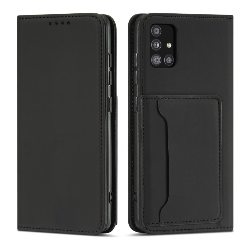 Magnetinis kortelių dėklas Xiaomi Redmi Note 11, dangtelis, kortelių piniginė, kortelių stovas, juodas