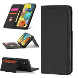 Magnetinis kortelių dėklas Xiaomi Redmi Note 11, dangtelis, kortelių piniginė, kortelių stovas, juodas