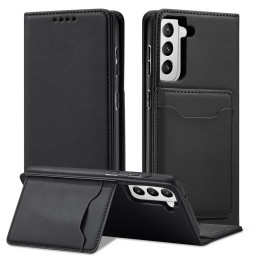 Magnetinis kortelės dėklas, skirtas Samsung Galaxy S22+ (S22 Plus) padengti kortelę Piniginės kortelės stovas juodas
