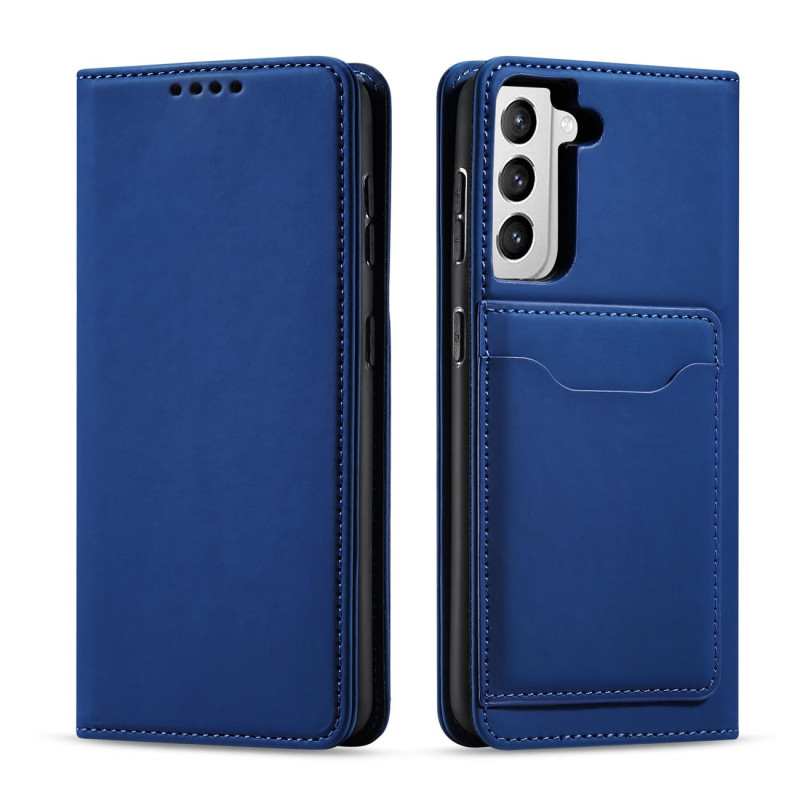 Magnetinis kortelės dėklas, skirtas Samsung Galaxy S22+ (S22 Plus) padengti kortelę Piniginės kortelės stovas mėlynas