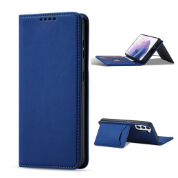 Magnetinis kortelės dėklas, skirtas Samsung Galaxy S22+ (S22 Plus) padengti kortelę Piniginės kortelės stovas mėlynas