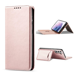 Magnetinis kortelės dėklas, skirtas Samsung Galaxy S22+ (S22 Plus) Cover Card Piniginės kortelės stovas rožinis