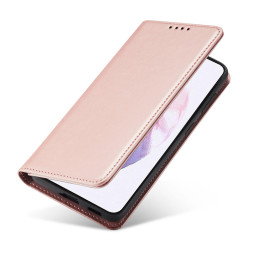 Magnetinis kortelės dėklas, skirtas Samsung Galaxy S22+ (S22 Plus) Cover Card Piniginės kortelės stovas rožinis