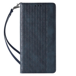 Magnetinio dirželio dėklas iPhone 12, piniginės dangtelis + mini dirželis, pakabukas, mėlynas
