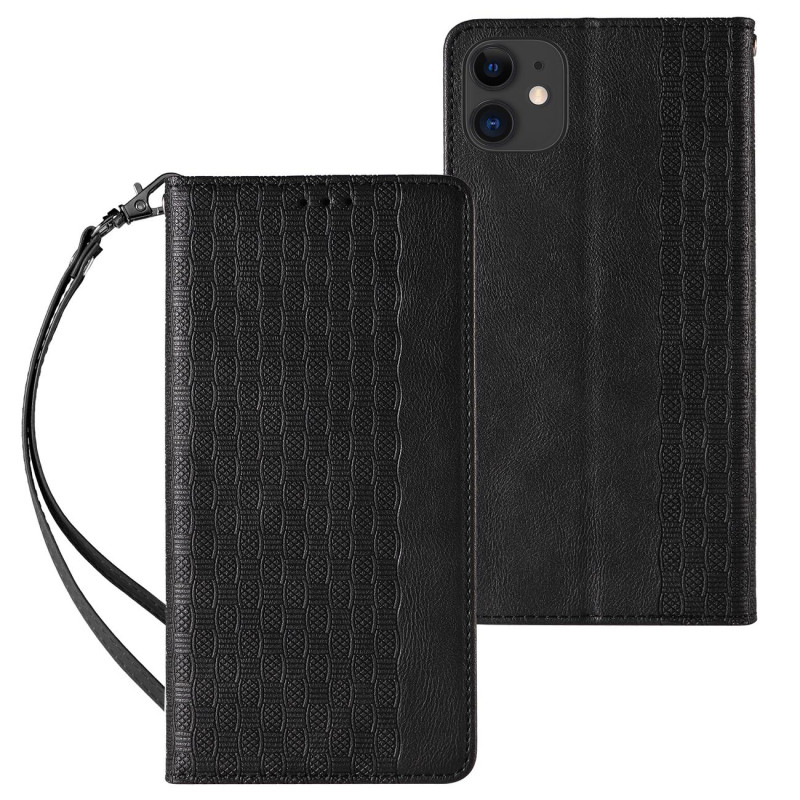 Magnetinio dirželio dėklas, skirtas iPhone 13, piniginės dangtelis + mini dirželis, pakabukas, juodas