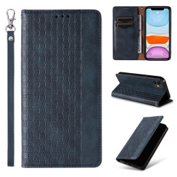 Magnet Strap Case dėklas, skirtas iPhone 13 piniginės dėklui + mini mėlynas pakabukas su dirželiu