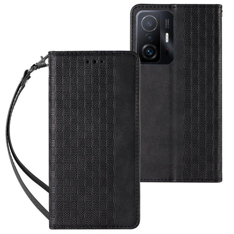 Magnetinio dirželio dėklas, skirtas Samsung Galaxy A12 5G piniginės dangtelis + juodas mini pakabukas su dirželiu