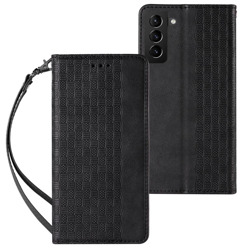 Magnetinio dirželio dėklas, skirtas Samsung Galaxy S22+ (S22 Plus) piniginės dangtelis + juodas mini pakabukas su diržel...