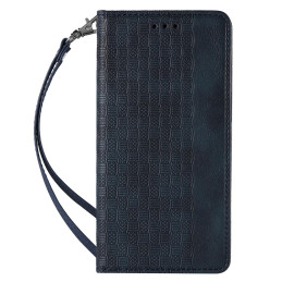 Magnetinio dirželio dėklas, skirtas Samsung Galaxy S22+ (S22 Plus) piniginės dangtelis + mini pakabukas mėlynai