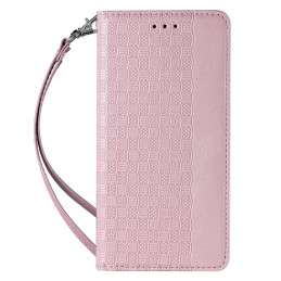 Magnetinio dirželio dėklas, skirtas Samsung Galaxy S22 Ultra piniginės užvalkalui + mini rožinis pakabukas