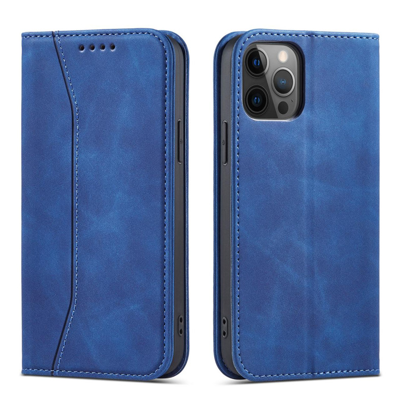 Magnet Fancy Case dėklas skirtas iPhone 12 Pro, dangtelis, kortelių piniginė, kortelių stovas, mėlynas