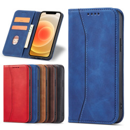 Magnet Fancy Case dėklas skirtas iPhone 12 Pro, dangtelis, kortelių piniginė, kortelių stovas, mėlynas