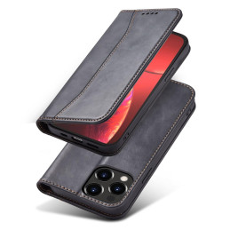 Magnet Fancy Case dėklas skirtas iPhone 13 Pro dangteliui, kortelių piniginei, kortelių stovui, juodas