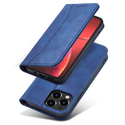 Magnet Fancy Case dėklas skirtas iPhone 13 Pro, dangtelis, kortelių piniginė, kortelių stovas, mėlynas