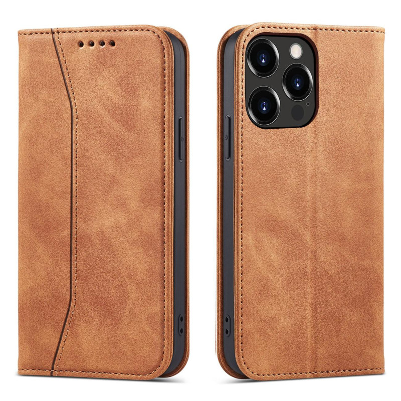Magnet Fancy Case dėklas skirtas iPhone 13 Pro, dangtelis, kortelių piniginė, kortelių stovas, ruda